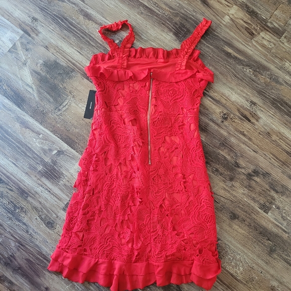 Lulus red lace sleevless knee length dress - Picture 2 of 4